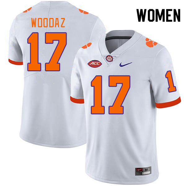 Women #17 Wade Woodaz Clemson Tigers College Football Jerseys Stitched-White